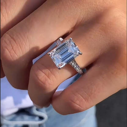 7Ct Captivating Emerald Cut Engagement Ring-Sterling Silver-lornajewelry