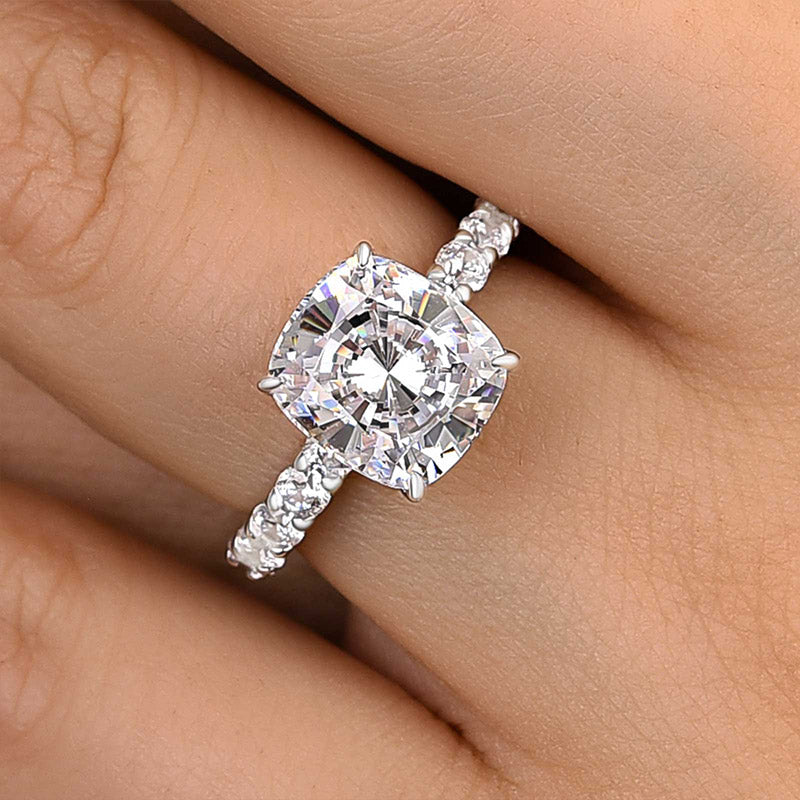 4.5Ct Honorable Cushion Cut Engagement Ring-Sterling Silver-lornajewelry