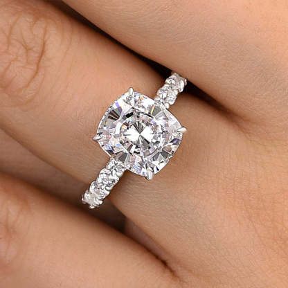 4.5Ct Honorable Cushion Cut Engagement Ring-Sterling Silver-lornajewelry