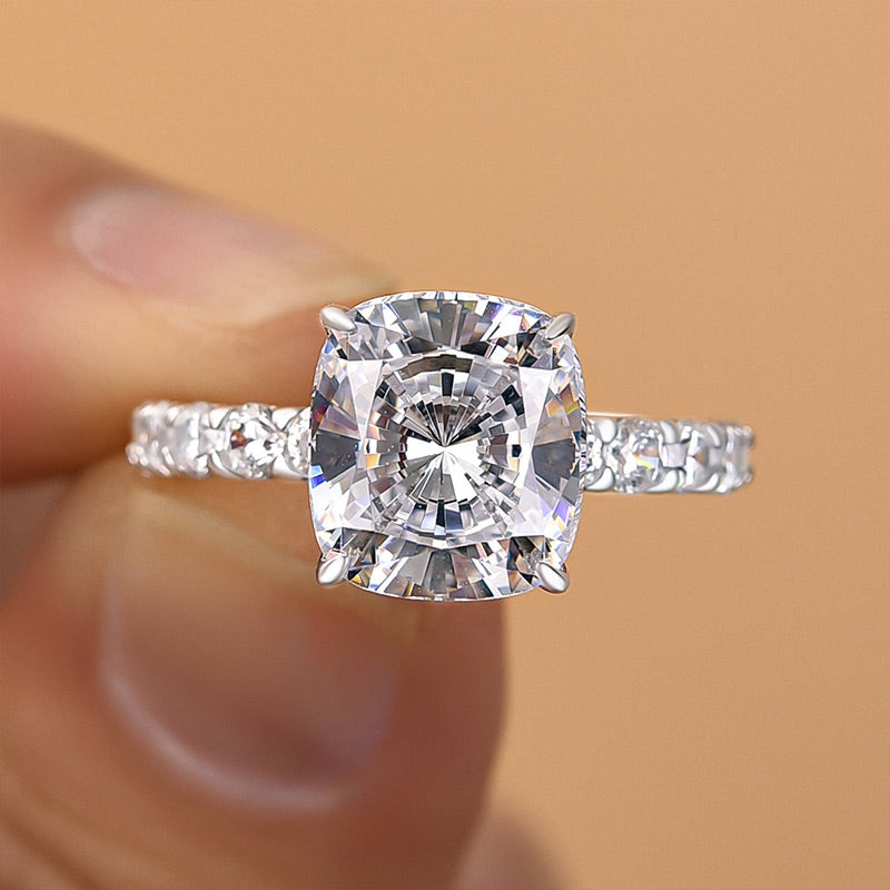 4.5Ct Honorable Cushion Cut Engagement Ring-Sterling Silver-lornajewelry