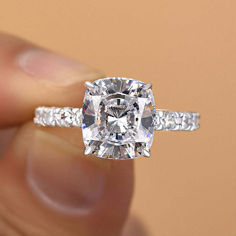 4.5Ct Honorable Cushion Cut Engagement Ring-Sterling Silver-lornajewelry