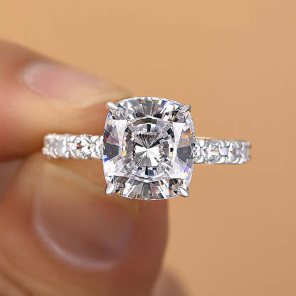 4.5Ct Honorable Cushion Cut Engagement Ring-Sterling Silver-lornajewelry