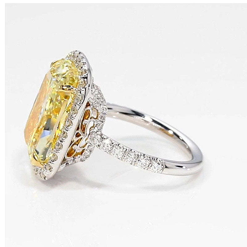 9Ct Yellow Stone Halo Crushed Ice Cushion Cut Engagement Ring-Sterling Silver-lornajewelry