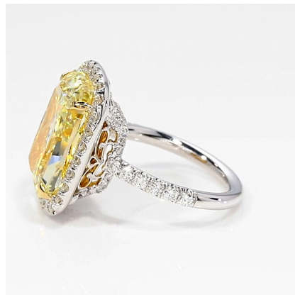 9Ct Yellow Stone Halo Crushed Ice Cushion Cut Engagement Ring-Sterling Silver-lornajewelry