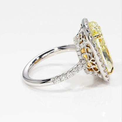 9Ct Yellow Stone Halo Crushed Ice Cushion Cut Engagement Ring-Sterling Silver-lornajewelry