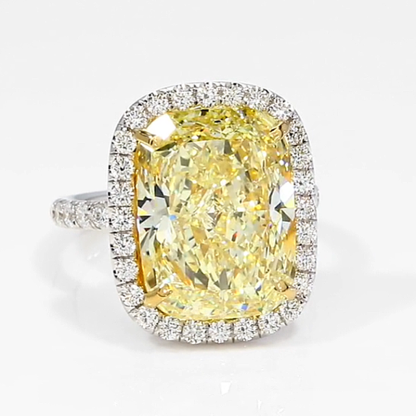 9Ct Yellow Stone Halo Crushed Ice Cushion Cut Engagement Ring-Sterling Silver-lornajewelry