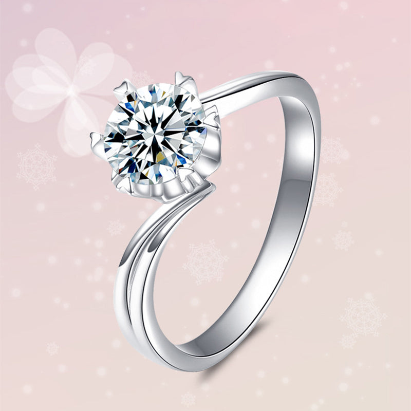 1Ct Moissanite Twist Round Cut Engagement Ring-Sterling Silver-lornajewelry