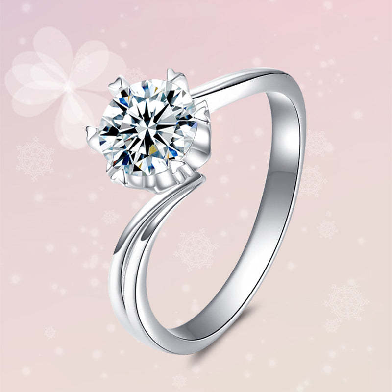 1Ct Moissanite Twist Round Cut Engagement Ring-Sterling Silver-lornajewelry