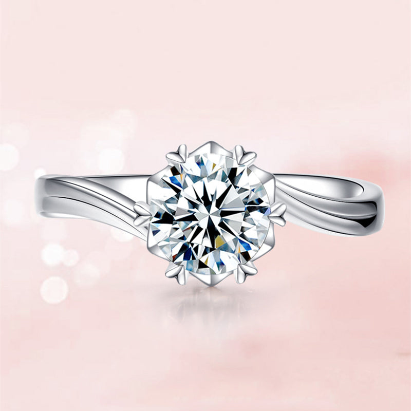 1Ct Moissanite Twist Round Cut Engagement Ring-Sterling Silver-lornajewelry