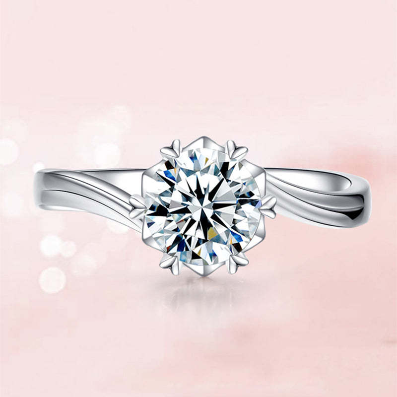 1Ct Moissanite Twist Round Cut Engagement Ring-Sterling Silver-lornajewelry