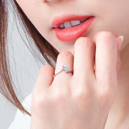 1Ct Moissanite Twist Round Cut Engagement Ring-Sterling Silver-lornajewelry