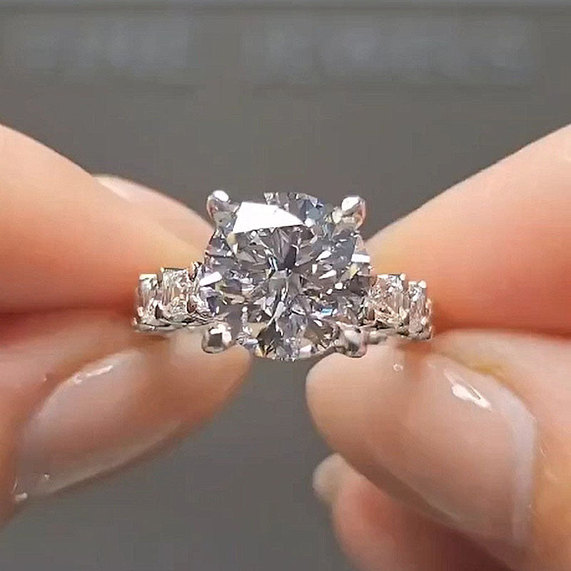 4Ct Luxury Round Cut Engagement Ring-Sterling Silver-lornajewelry