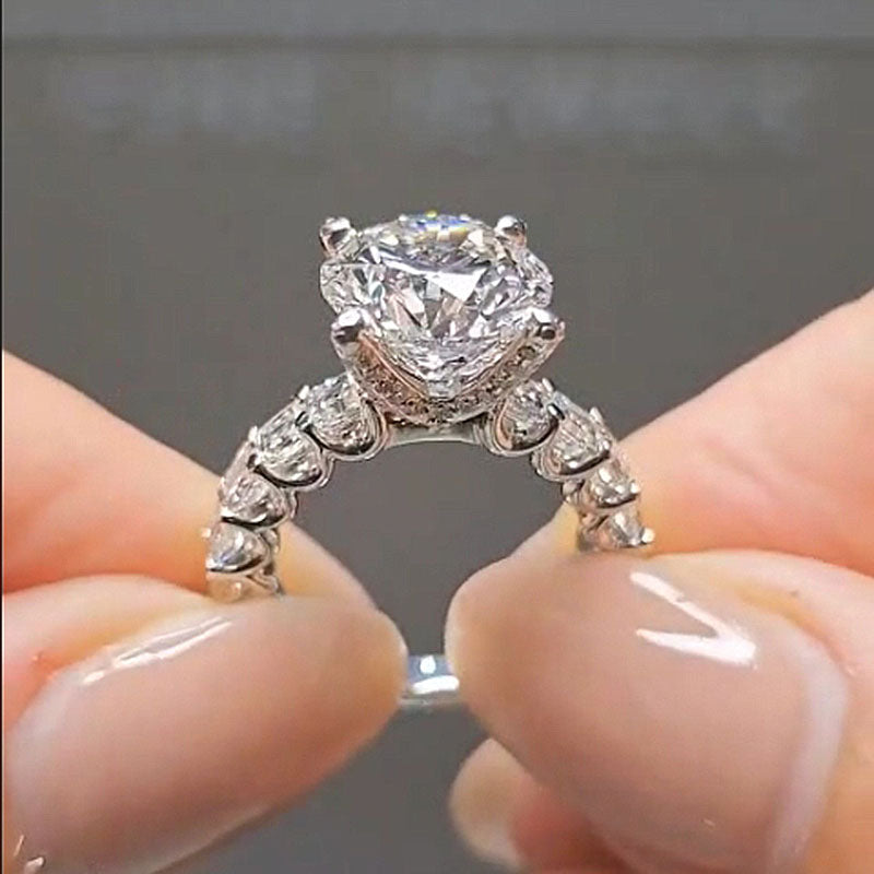 4Ct Luxury Round Cut Engagement Ring-Sterling Silver-lornajewelry