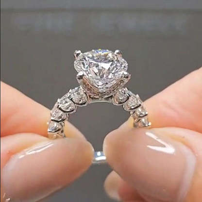 4Ct Luxury Round Cut Engagement Ring-Sterling Silver-lornajewelry