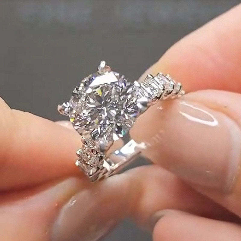 4Ct Luxury Round Cut Engagement Ring-Sterling Silver-lornajewelry