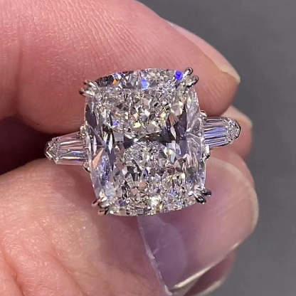 7Ct Sparkle Cushion Cut Three Stone Engagement Ring-Sterling Silver-lornajewelry