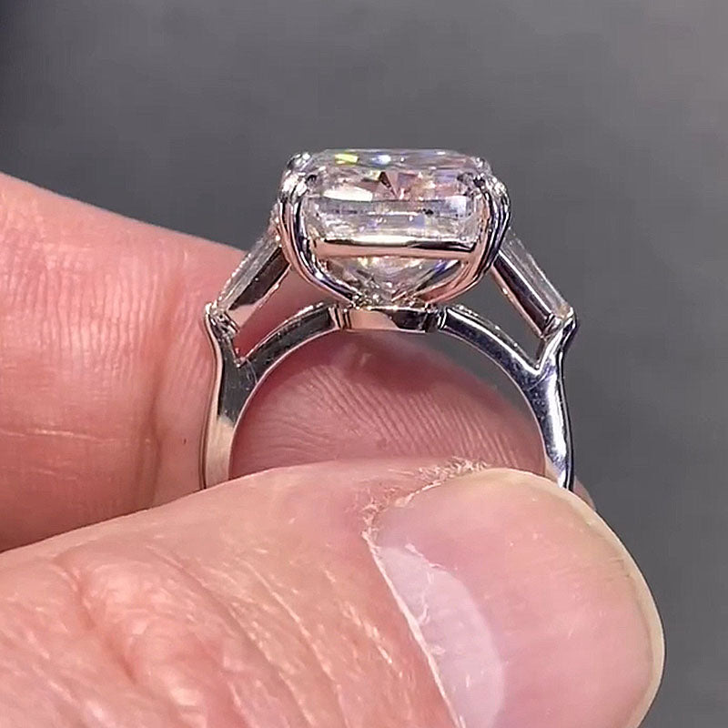 7Ct Sparkle Cushion Cut Three Stone Engagement Ring-Sterling Silver-lornajewelry