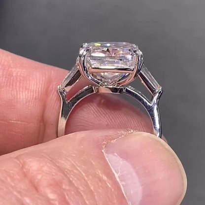7Ct Sparkle Cushion Cut Three Stone Engagement Ring-Sterling Silver-lornajewelry