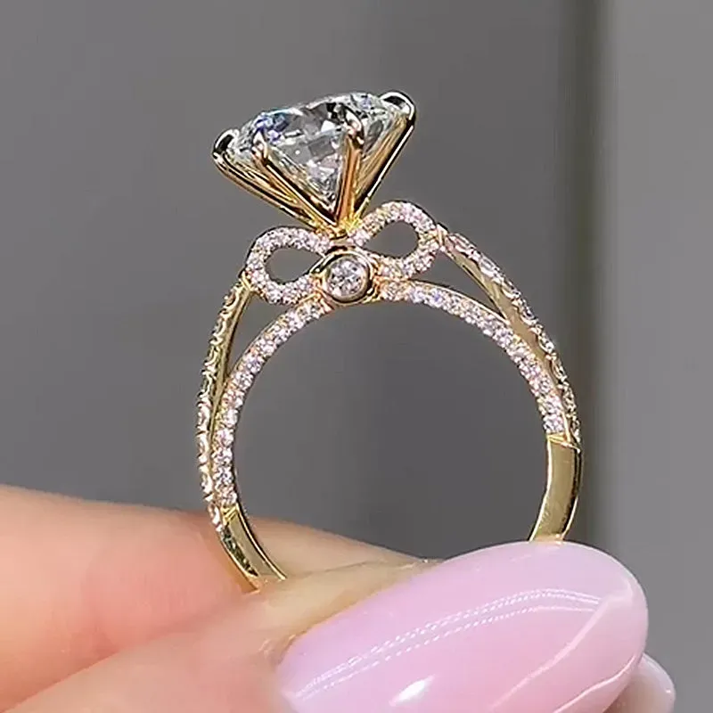 3Ct Moissanite Bow Base Design Engagement Ring