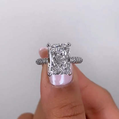 5Ct Elongated Radiant Cut Engagement Ring-Sterling Silver-lornajewelry