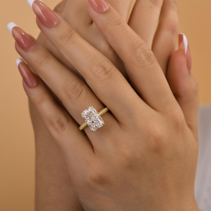 5Ct Elongated Radiant Cut Engagement Ring-Sterling Silver-lornajewelry