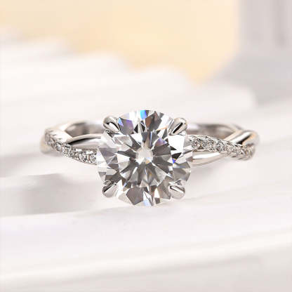 2Ct Moissanite Twist Round Cut Promise Ring-Sterling Silver-lornajewelry