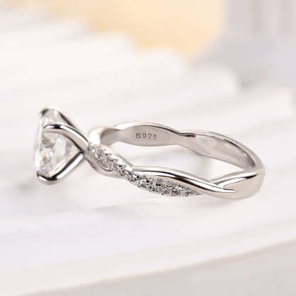 2Ct Moissanite Twist Round Cut Promise Ring-Sterling Silver-lornajewelry