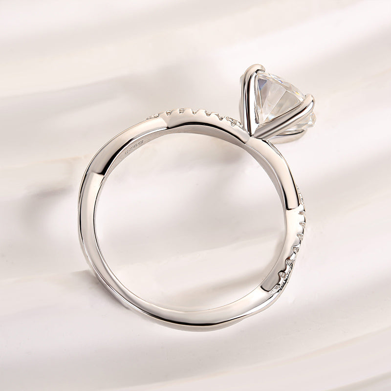 2Ct Moissanite Twist Round Cut Promise Ring-Sterling Silver-lornajewelry