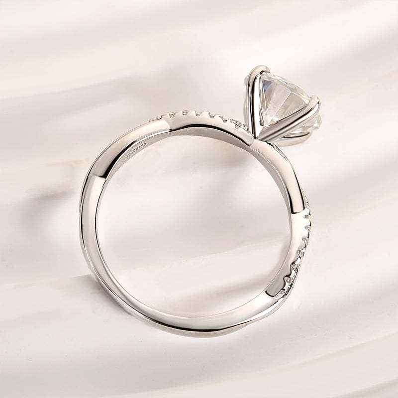 2Ct Moissanite Twist Round Cut Promise Ring-Sterling Silver-lornajewelry