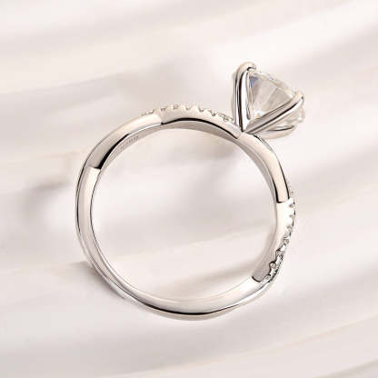 2Ct Moissanite Twist Round Cut Promise Ring-Sterling Silver-lornajewelry