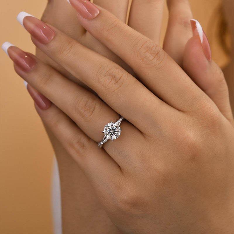 2Ct Moissanite Twist Round Cut Promise Ring-Sterling Silver-lornajewelry