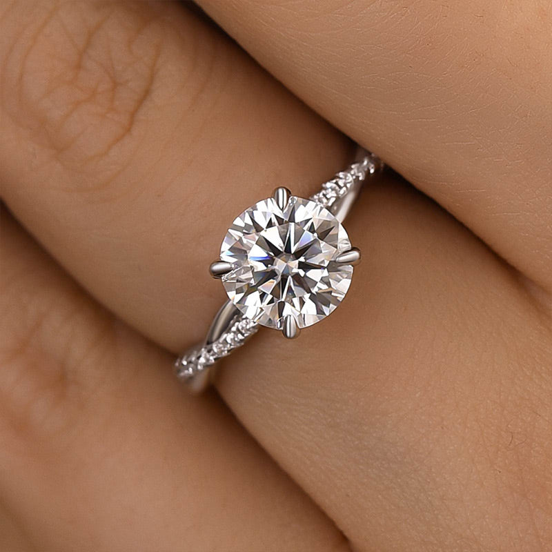 2Ct Moissanite Twist Round Cut Promise Ring-Sterling Silver-lornajewelry