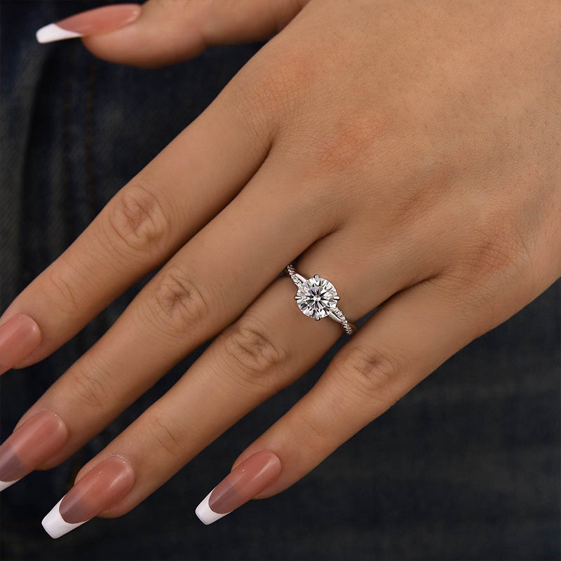 2Ct Moissanite Twist Round Cut Promise Ring-Sterling Silver-lornajewelry