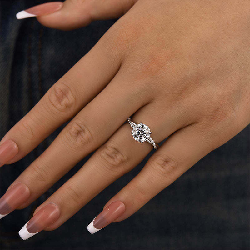 2Ct Moissanite Twist Round Cut Promise Ring-Sterling Silver-lornajewelry