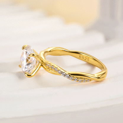 2Ct Moissanite Twist Round Cut Promise Ring-Sterling Silver-lornajewelry