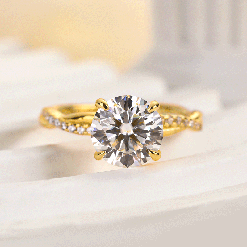 2Ct Moissanite Twist Round Cut Promise Ring-Sterling Silver-lornajewelry