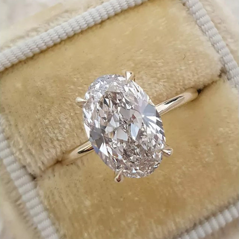 3.5Ct Classic Oval Cut  Engagement Ring In Sterling Silver-Sterling Silver-lornajewelry