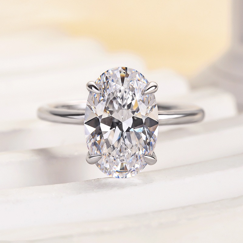 3.5Ct Classic Oval Cut  Engagement Ring In Sterling Silver-Sterling Silver-lornajewelry