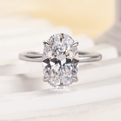 3.5Ct Classic Oval Cut  Engagement Ring In Sterling Silver-Sterling Silver-lornajewelry