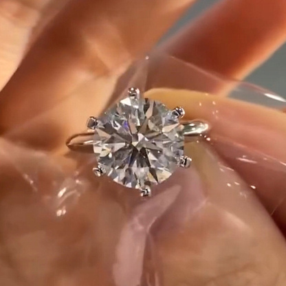 2Ct Moissanite Classic Round Cut Engagement Ring-Sterling Silver-lornajewelry