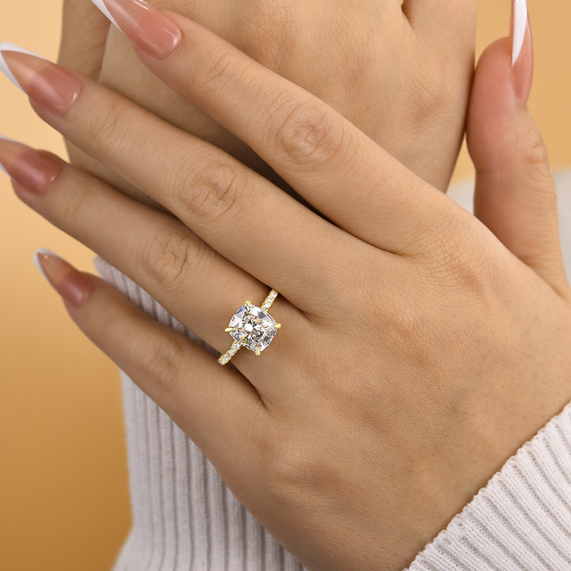 3Ct Cushion Cut White Sapphire Women's Engagement Ring In Sterling Silver-Sterling Silver-lornajewelry