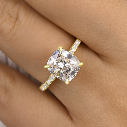 3Ct Cushion Cut White Sapphire Women's Engagement Ring In Sterling Silver-Sterling Silver-lornajewelry