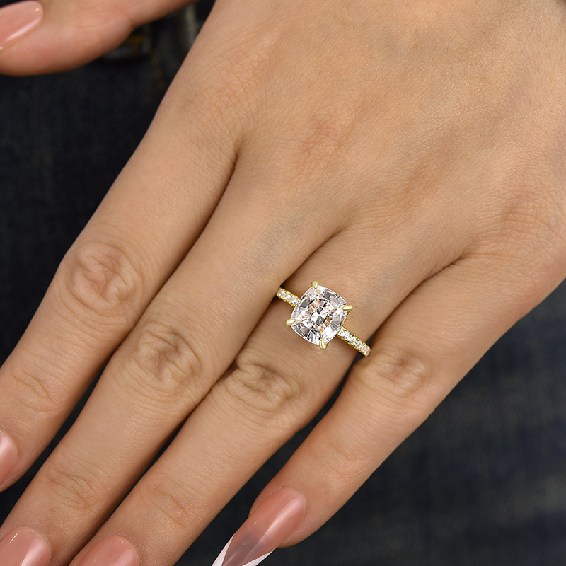 3Ct Cushion Cut White Sapphire Women's Engagement Ring In Sterling Silver-Sterling Silver-lornajewelry