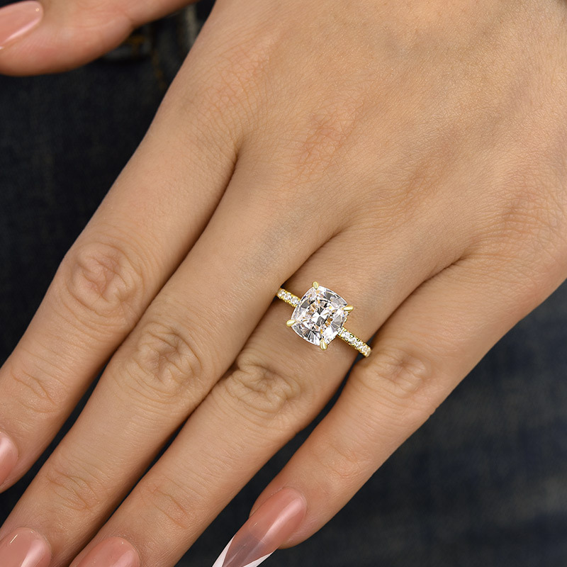 3Ct Cushion Cut White Sapphire Women's Engagement Ring In Sterling Silver-Sterling Silver-lornajewelry