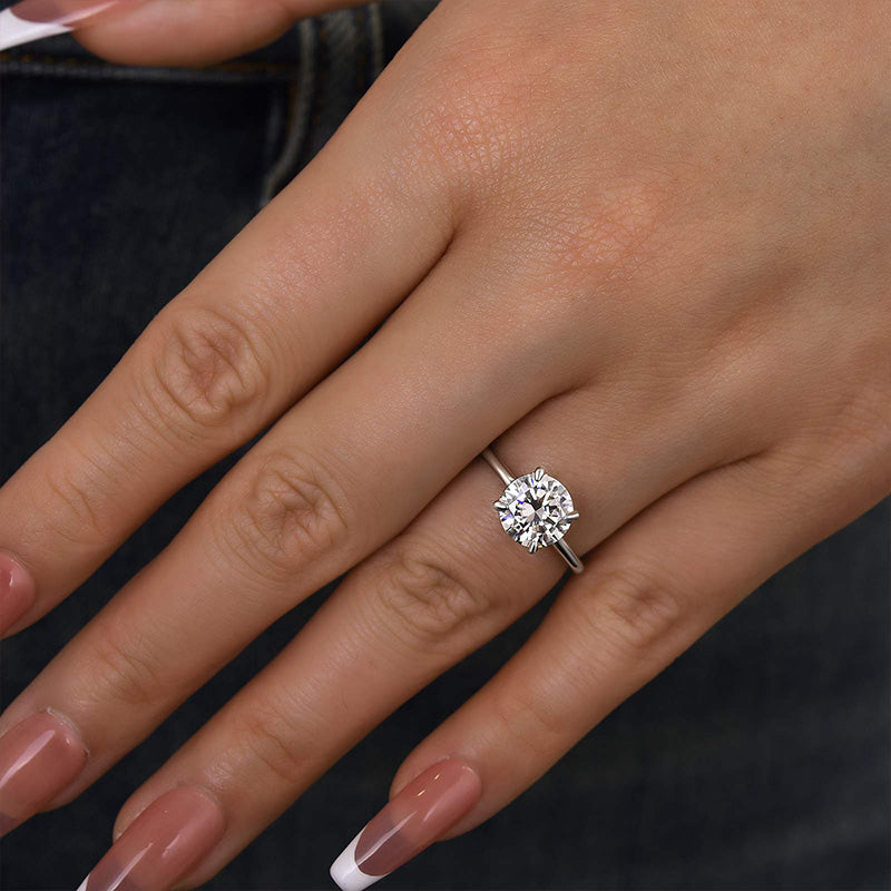 2Ct Moissanite Round Cut Promise Ring-Sterling Silver-lornajewelry