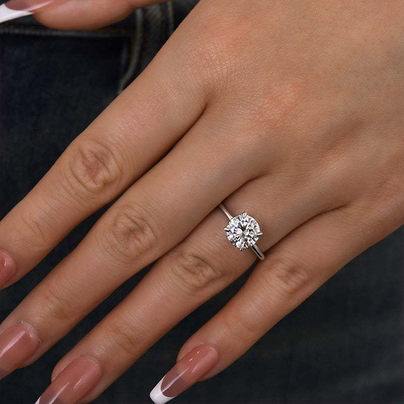 2Ct Moissanite Round Cut Promise Ring-Sterling Silver-lornajewelry