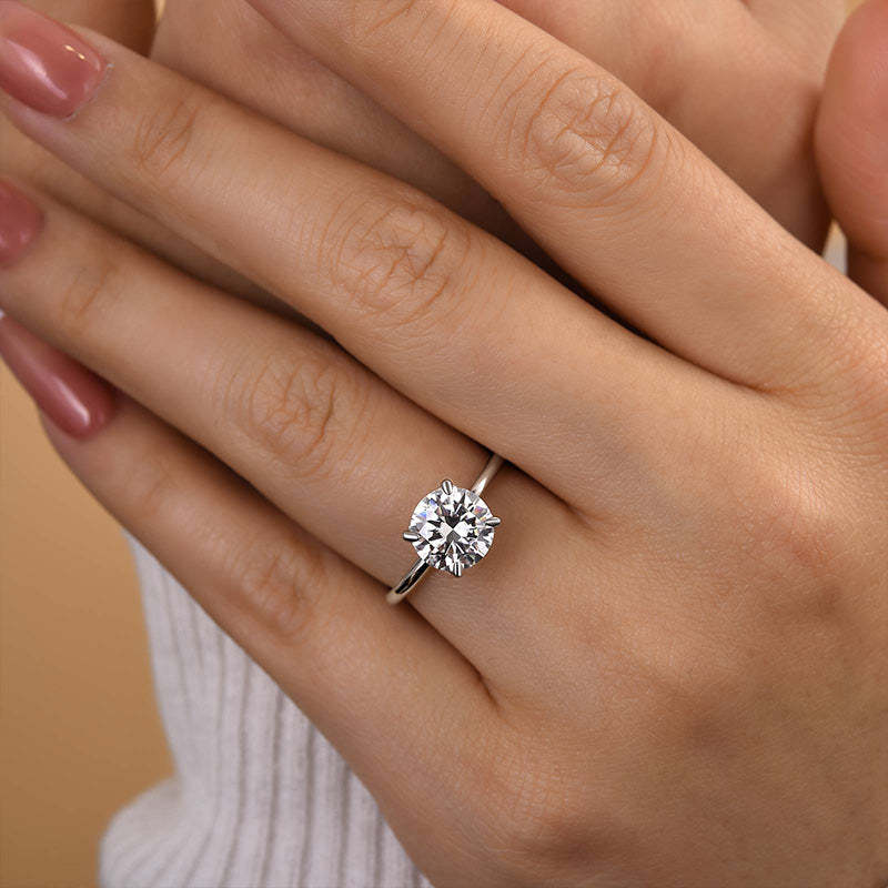 2Ct Moissanite Round Cut Promise Ring-Sterling Silver-lornajewelry