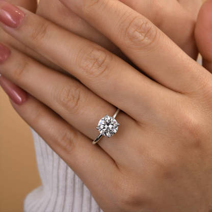 2Ct Moissanite Round Cut Promise Ring-Sterling Silver-lornajewelry