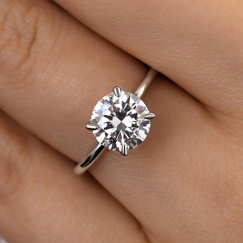 2Ct Moissanite Round Cut Promise Ring-Sterling Silver-lornajewelry