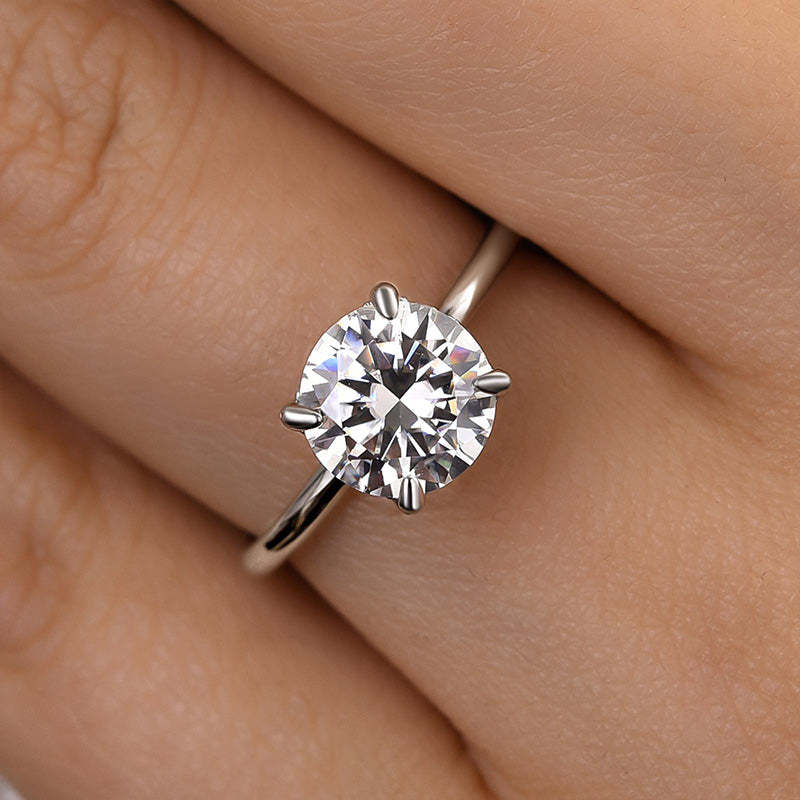 2Ct Moissanite Round Cut Promise Ring-Sterling Silver-lornajewelry
